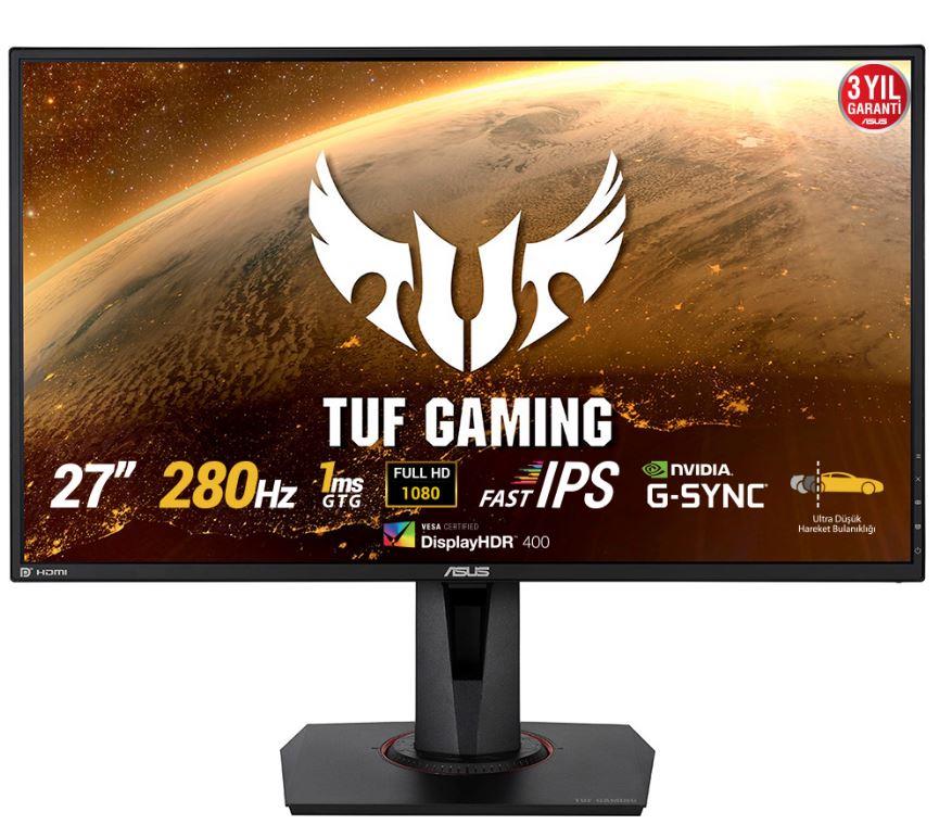 27 ASUS TUF GAMING VG279QM IPS 1MS 280MHZ 2XHDMI 1XDP FHD 1920X1080 HOPARLÖR YÜKSEKLİK AYARI PIVOT VESA SİYAH