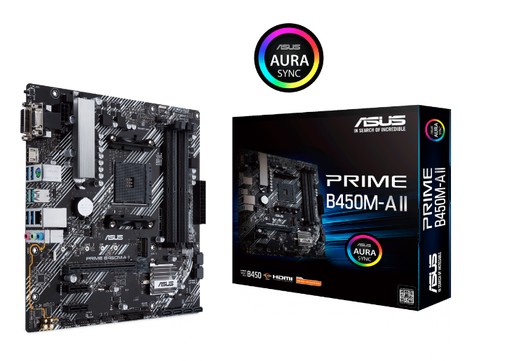 ASUS PRIME B450M-A II DDR4 4400MHZ 1XVGA 1XHDMI 1XDVI 1XM.2 USB 3.2 MATX AM4 (1.,2. VE 3.NESİL İŞLEMCİ UYUMLU)