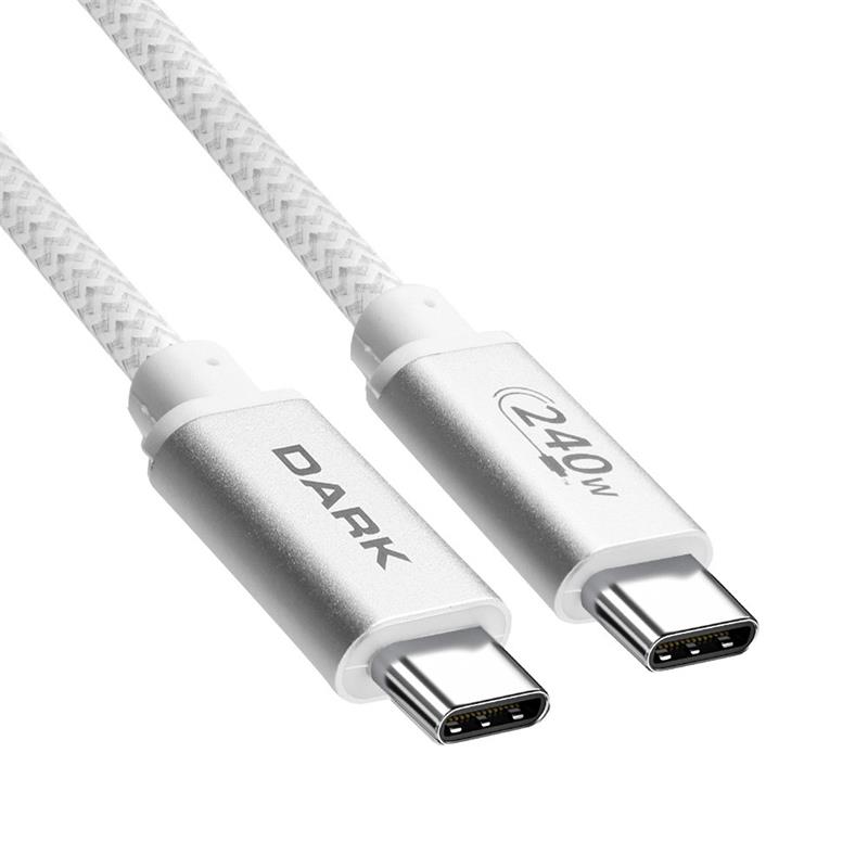 DARK DK-CB-USB240PD101 1MT TYPE-C TO TYPE-C 240W PD ULTRA HIZLI ŞARJ VE 480MBPS ÖRGÜLÜ KABLO (BEYAZ)