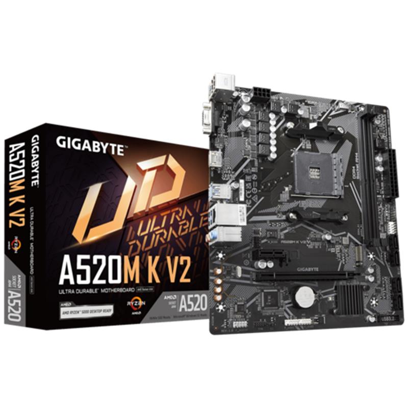 GIGABYTE A520M-K V2 1.0 DDR4 5100MHZ 1XVGA 1XHDMI 1XM.2 USB 3.2 MATX AM4 (AMD 5000,5000-G VE 4000-G SERİSİ İLE UYUMLU)