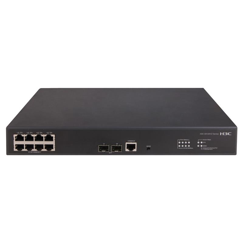 H3C 9801A1QJ S5120V2-10P-PWR-LI 8 PORT GIGABIT+2X1GB SFP 125W POE YÖNETİLEBİLİR RACKMOUNT SWITCH