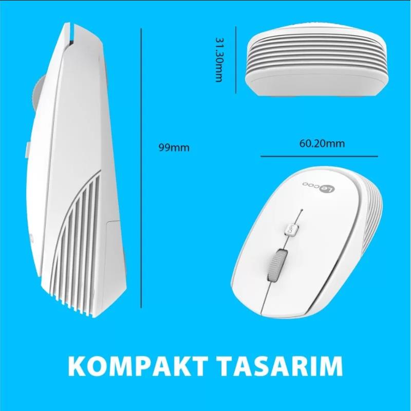 LECOO USB OPTİK KABLOSUZ MOUSE BEYAZ WS202-B