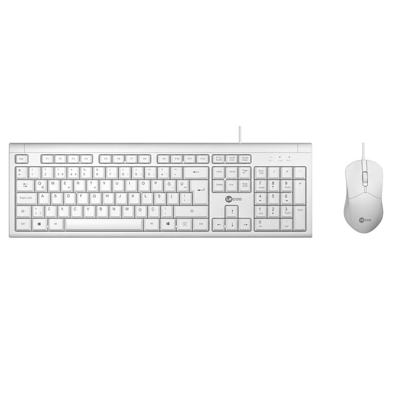 LENOVO LECOO USB KABLOLU TÜRKÇE Q KLAVYE MOUSE SET BEYAZ CM101-B