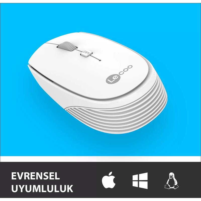 LECOO USB OPTİK KABLOSUZ MOUSE BEYAZ WS202-B