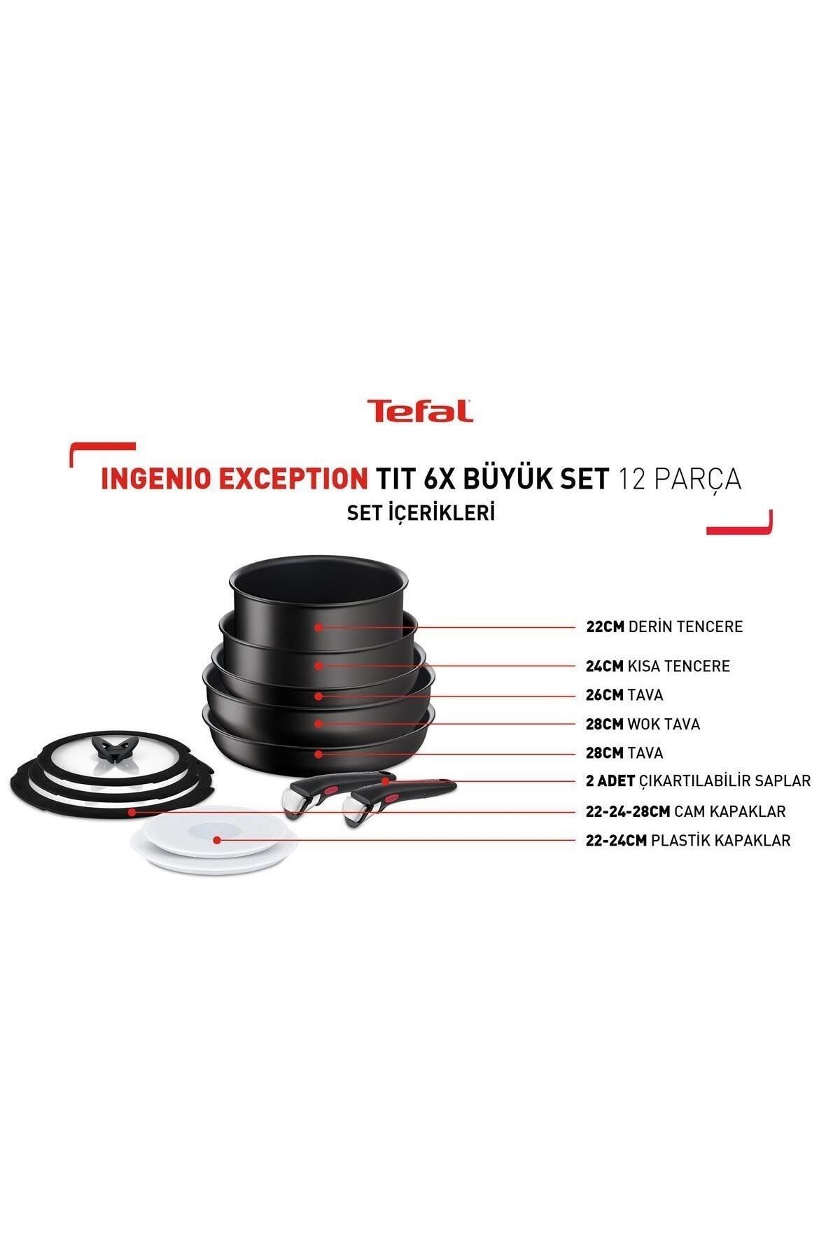 Tefal Ingenio Excellence Titanyum 6X Büyük Set Tencere ve Tava Seti 12 Parça