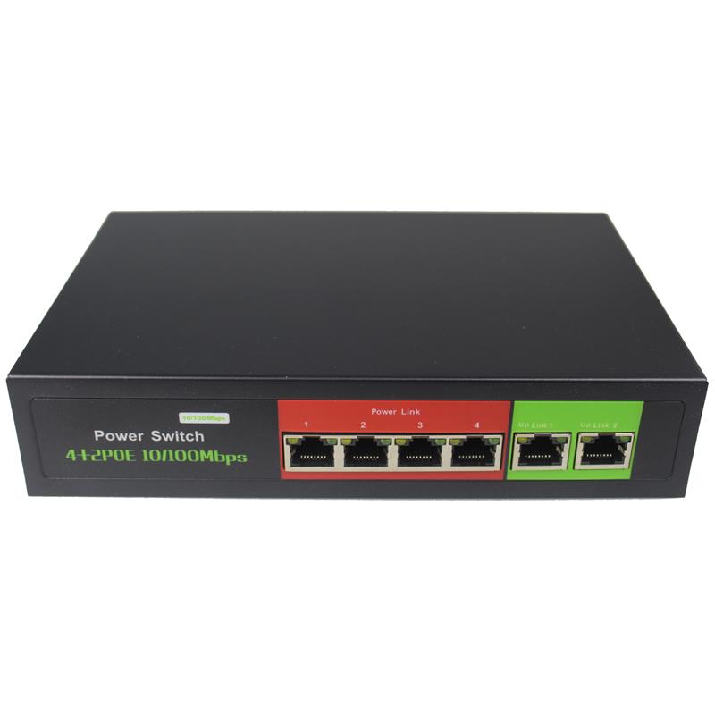 TIWOX TP-4002-POE48W 4 PORT 10/100 + 2 PORT 10/100 RJ45 UPLINK POE SWITCH(REALTEK CHIPSET)