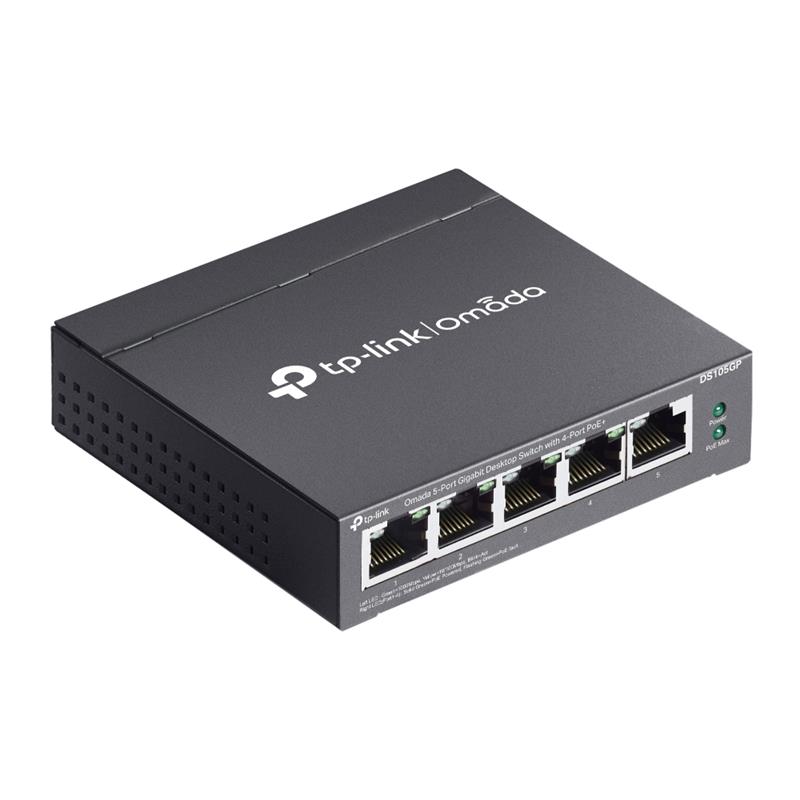 TP-LINK OMADA DS105GP 4 PORT GIGABIT + 1 PORT GIGABIT UPLINK 65W POE YÖNETİLEMEZ SWITCH