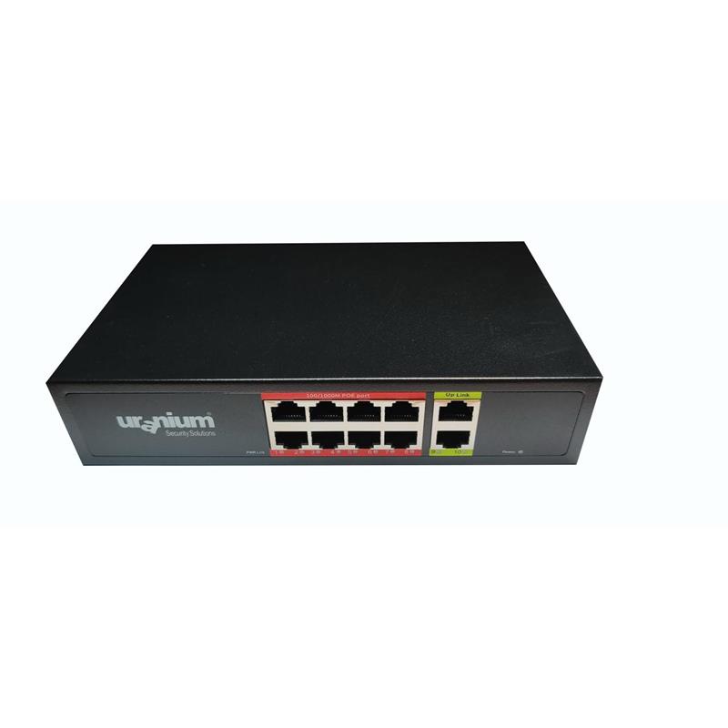 URANIUM POE-G8002-96W 8 PORT GIGABIT + 2 PORT GIGABIT RJ45 UPLINK POE SWITCH (REALTEK CHIPSET)